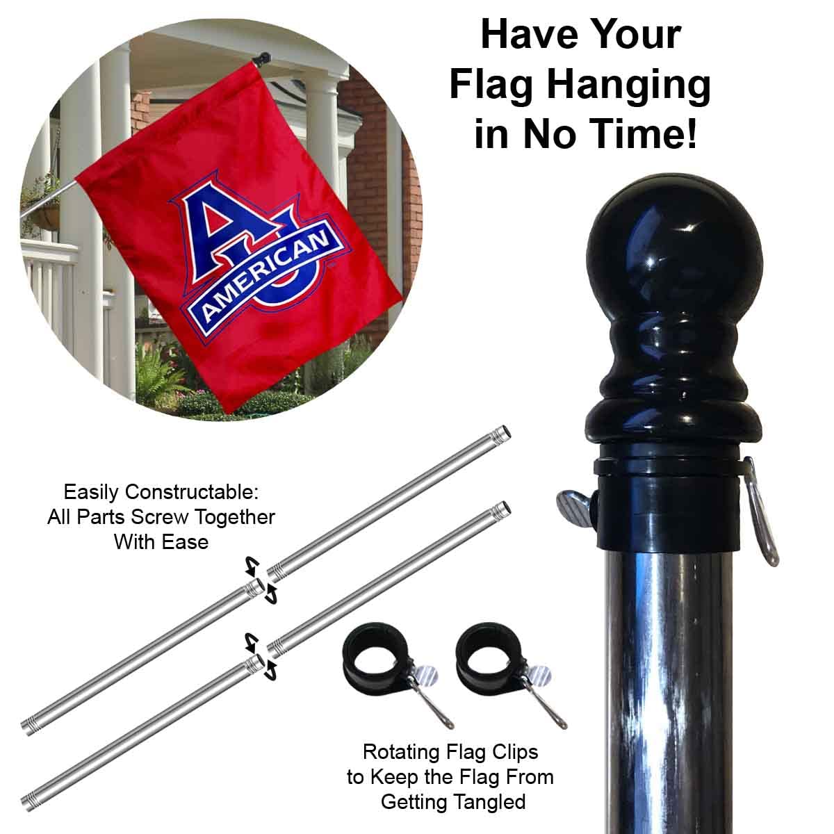 AU Eagles Banner Flag with Flag Pole Set - Sports Collectibles, Sports Memorabilia, Sports Fan Shop, Sports Gifts