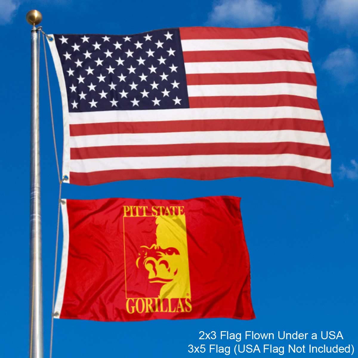 College Flags & Banners Co. Pittsburg State Gorillas 2x3 Foot Flag - Sports Collectibles, Sports Memorabilia, Sports Fan Shop, Sports Gifts