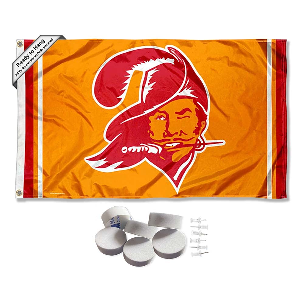 Tampa Bay Buccaneers Throwback Vintage Retro Banner and Tapestry Wall Tack Pads - Sports Collectibles, Sports Memorabilia, Sports Fan Shop, Sports Gifts