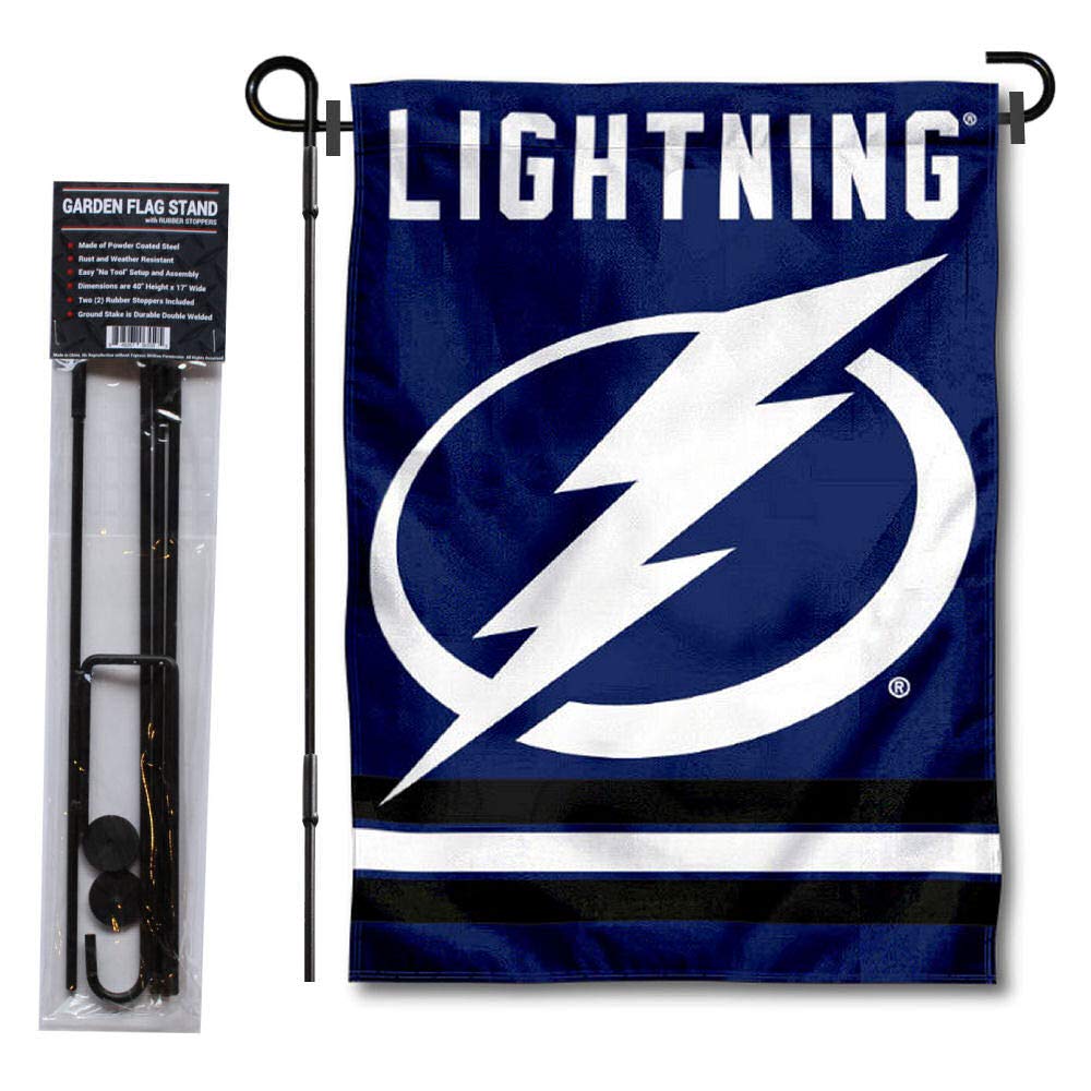 WinCraft Tampa Bay Lightning Garden Flag with Pole Stand Holder - Sports Collectibles, Sports Memorabilia, Sports Fan Shop, Sports Gifts