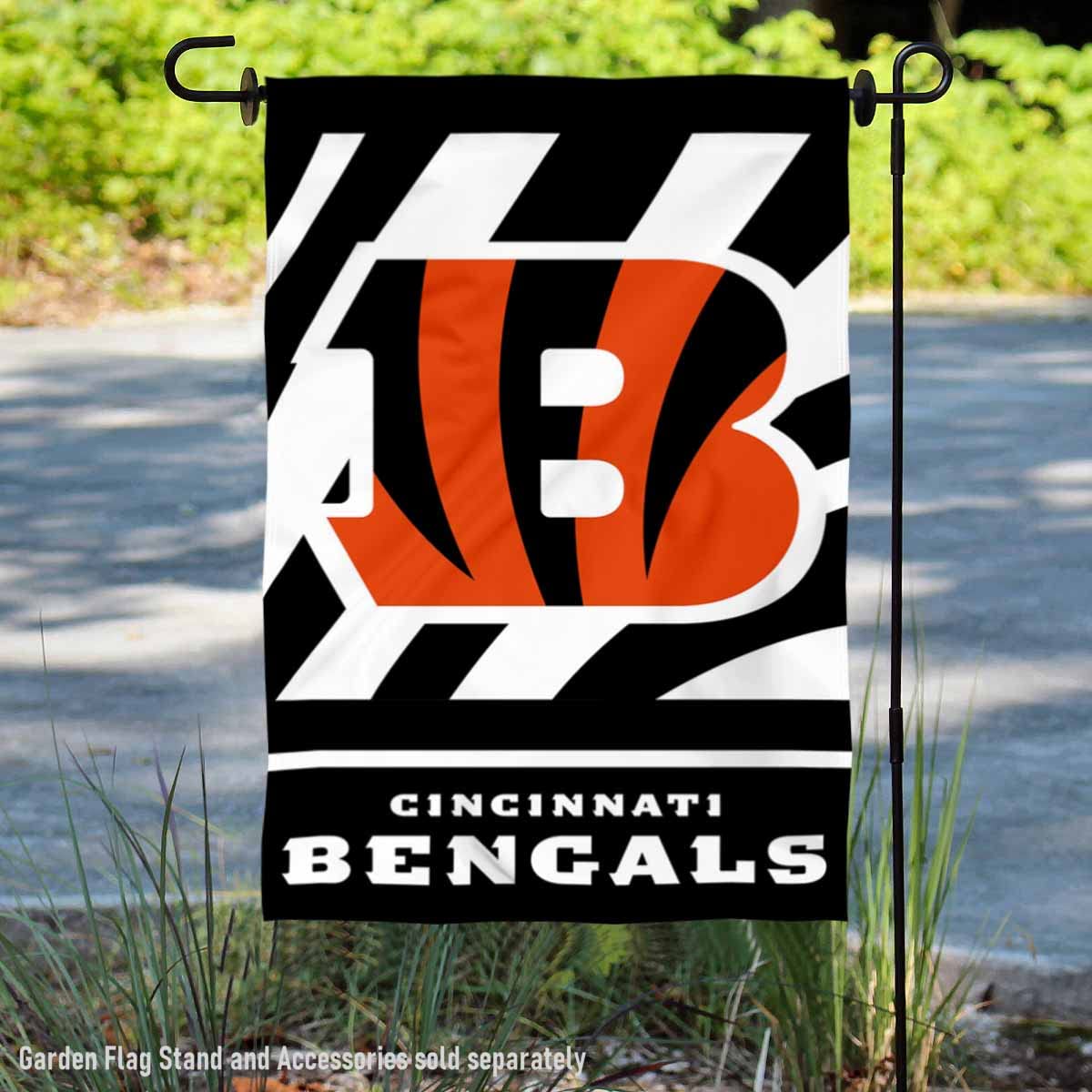 Cincinnati Bengals White Stripes Garden Flag Double Sided Banner - Sports Collectibles, Sports Memorabilia, Sports Fan Shop, Sports Gifts