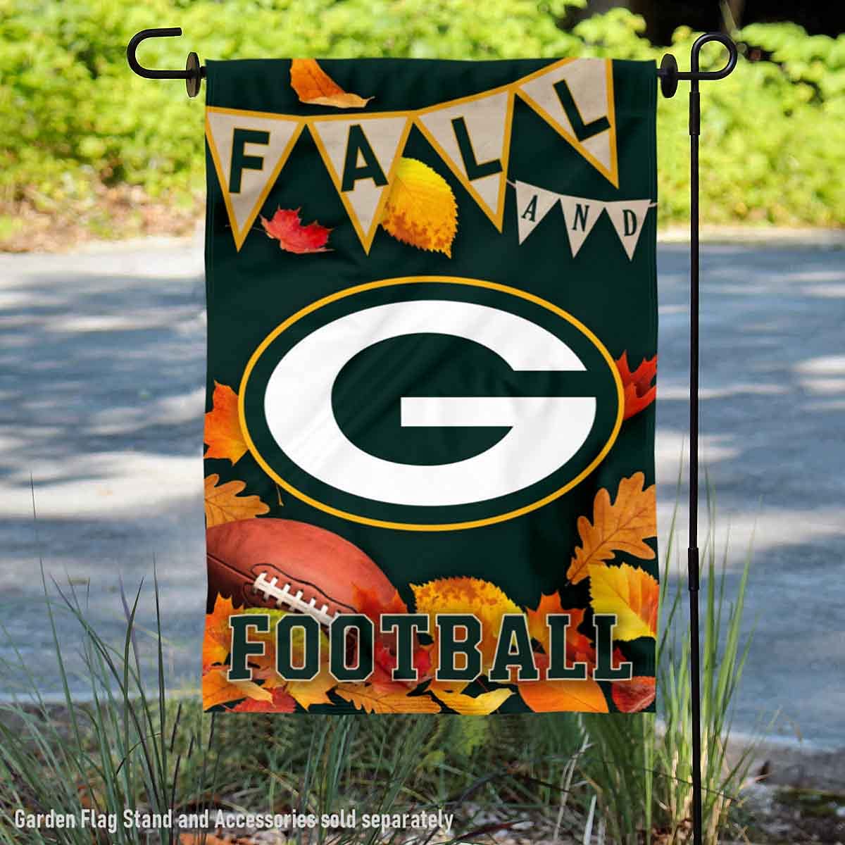 WinCraft Green Bay Packers Fall Leaves Decorative Football Garden Flag Double Sided Banner - Sports Collectibles, Sports Memorabilia, Sports Fan Shop, Sports Gifts