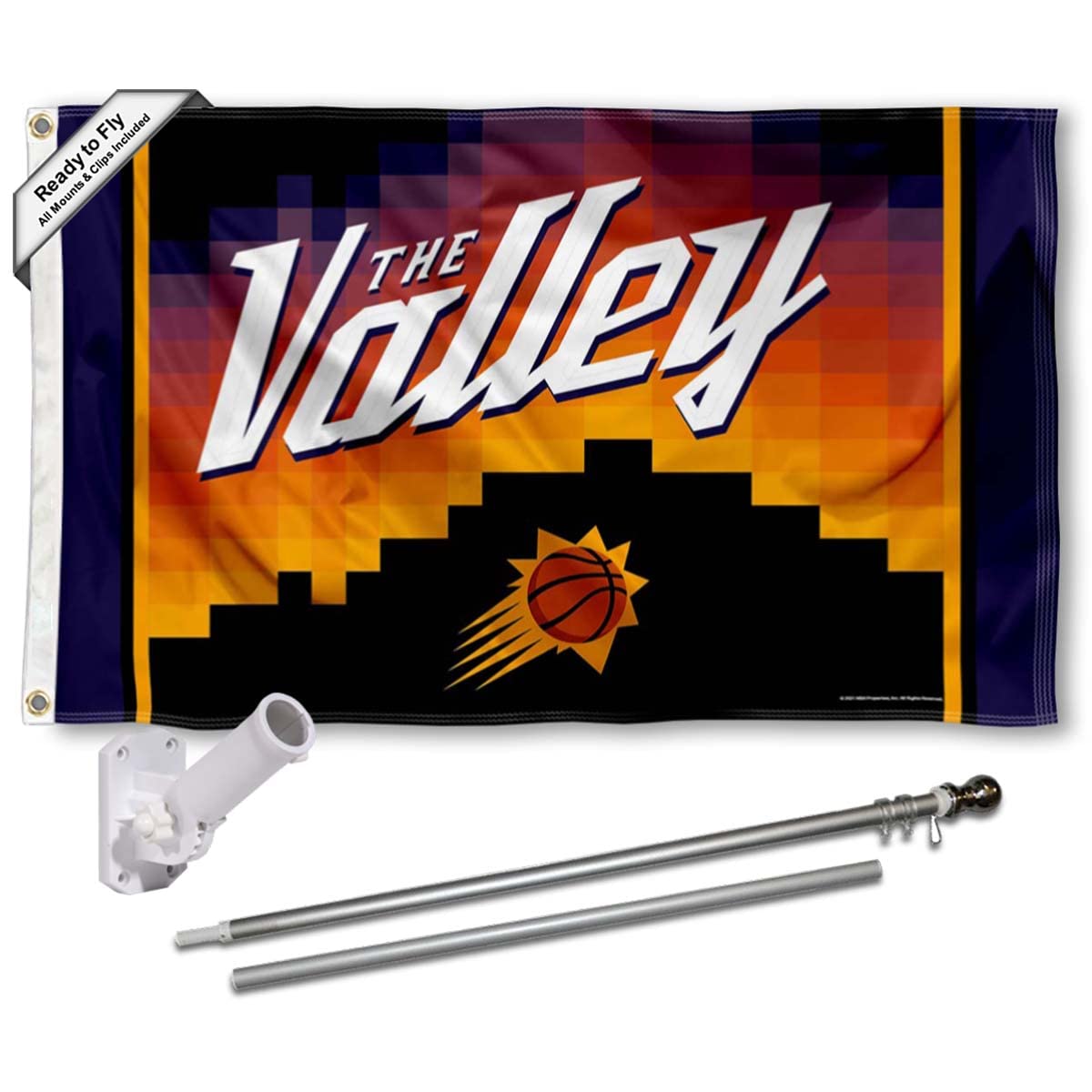 WinCraft Phoenix Suns City Edition Flag Pole and Mount Bracket Set - Sports Collectibles, Sports Memorabilia, Sports Fan Shop, Sports Gifts