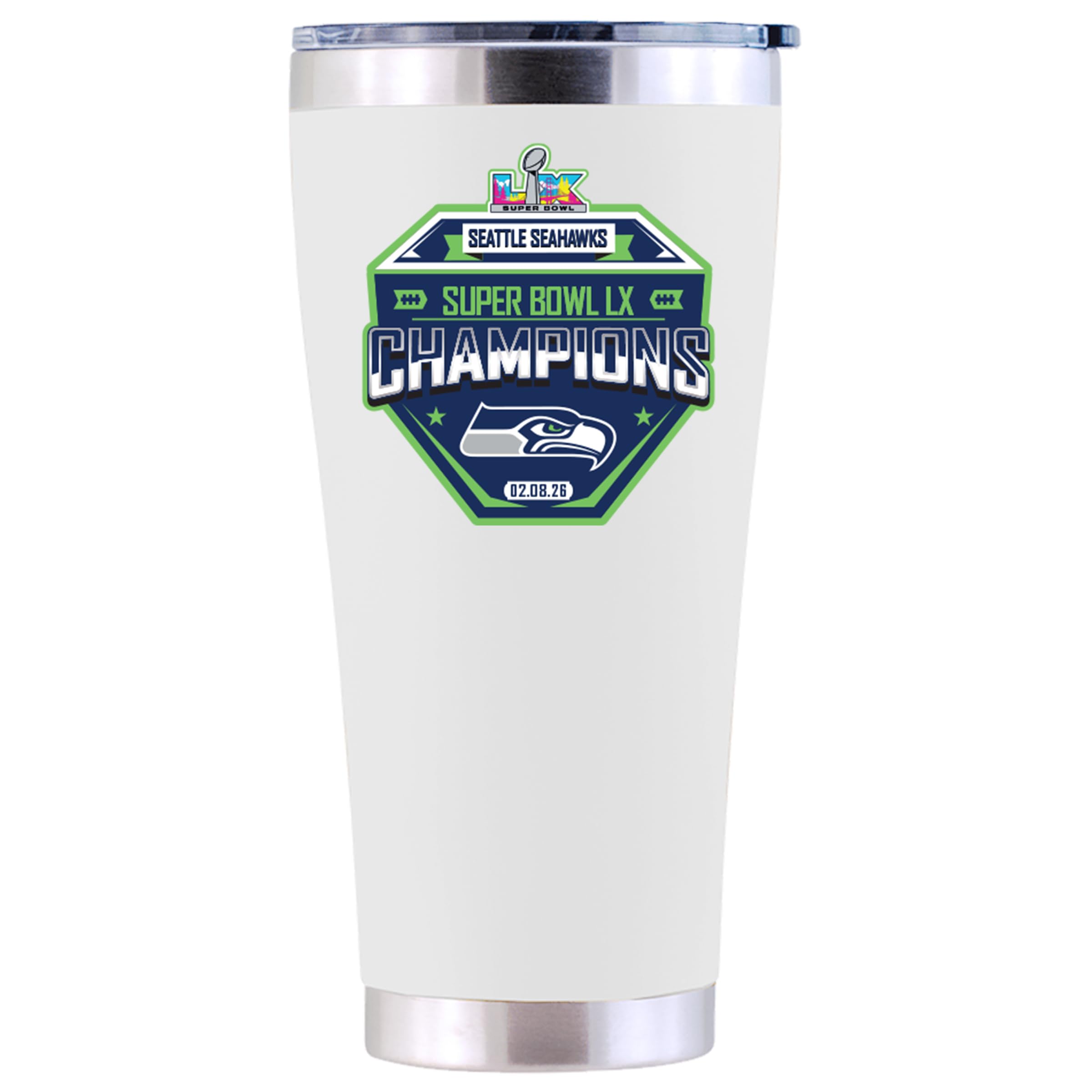 The Memory Company Officially Licensed NFL Seattle Seahawks 2026 Super Bowl LX Champions 30oz Insulated Stainless Steel Travel Mug Tumbler, Indiana University Bloomington - Sports Gifts, Sports Memorabilia, Sports Collectibles, Fan Shop