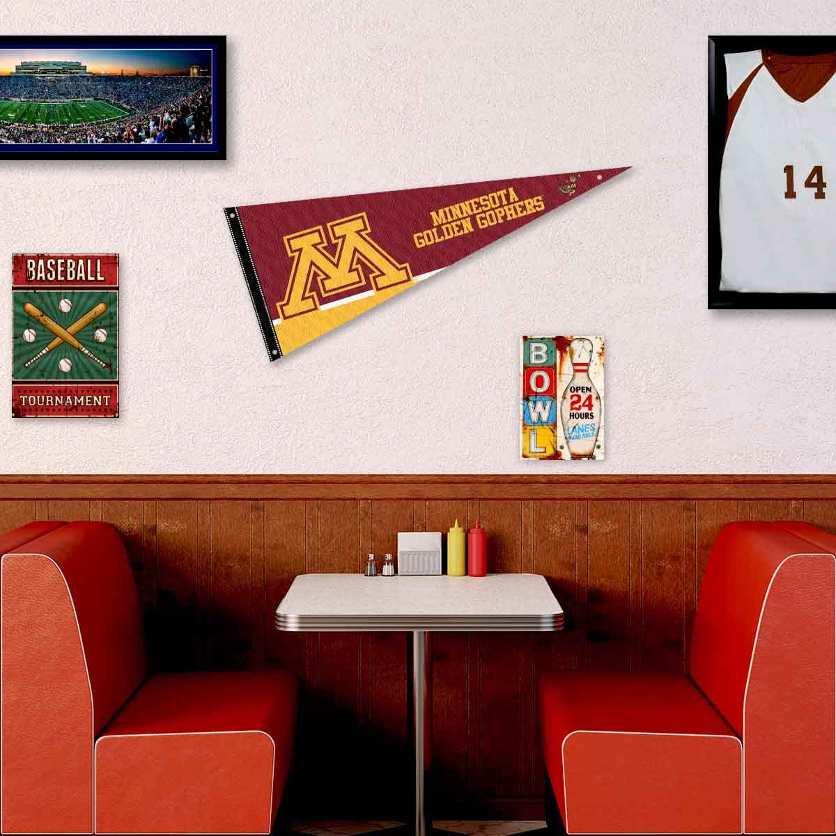 College Flags & Banners Co. Minnesota Gophers Pennant Flag and Wall Tack Mount Pads - Sports Collectibles, Sports Memorabilia, Sports Fan Shop, Sports Gifts