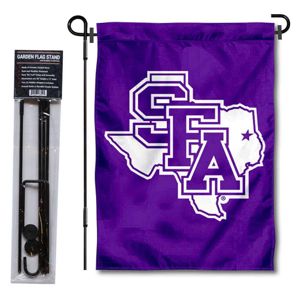 College Flags & Banners Co. Stephen F. Austin Lumberjacks Garden Flag with Pole Stand Holder - Sports Collectibles, Sports Memorabilia, Sports Fan Shop, Sports Gifts