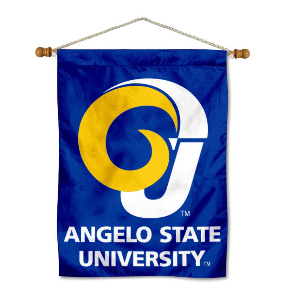 College Flags & Banners Co. Angelo State Rams House Flag and Wood Banner Pole Set - Sports Collectibles, Sports Memorabilia, Sports Fan Shop, Sports Gifts