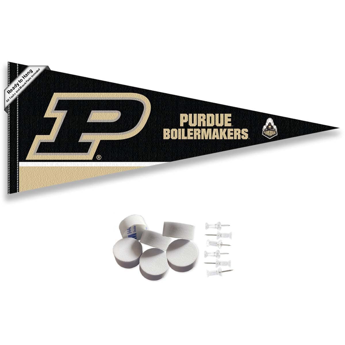 College Flags & Banners Co. Purdue Boilermakers Pennant Flag and Wall Tack Mount Pads - Sports Collectibles, Sports Memorabilia, Sports Fan Shop, Sports Gifts