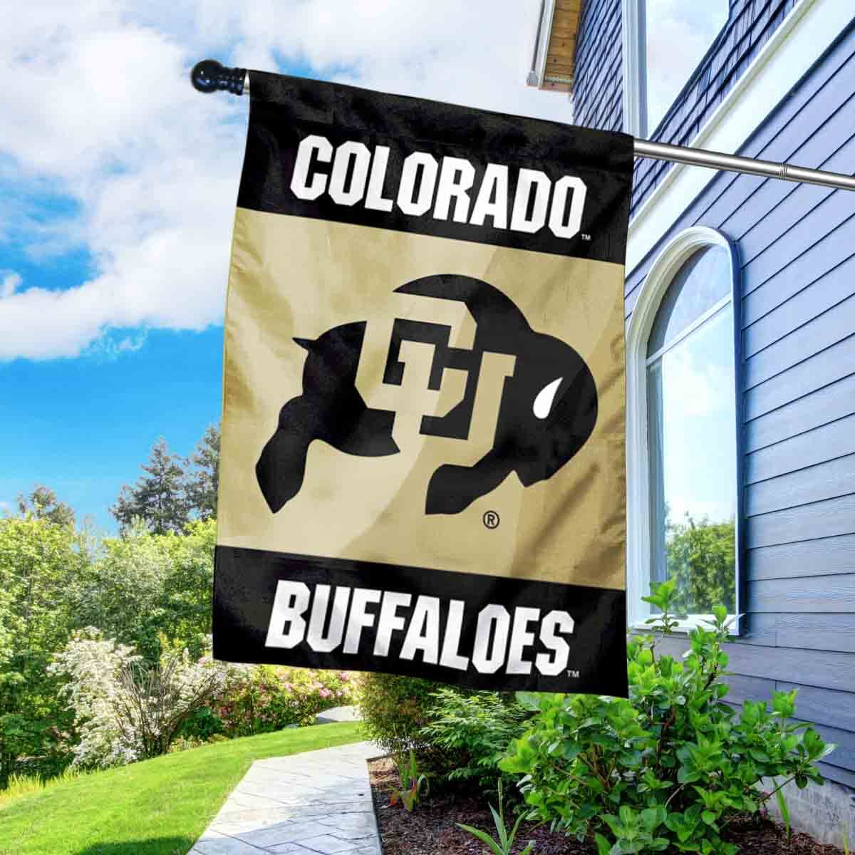 University of Colorado House Flag with Flag Pole Set - Sports Collectibles, Sports Memorabilia, Sports Fan Shop, Sports Gifts