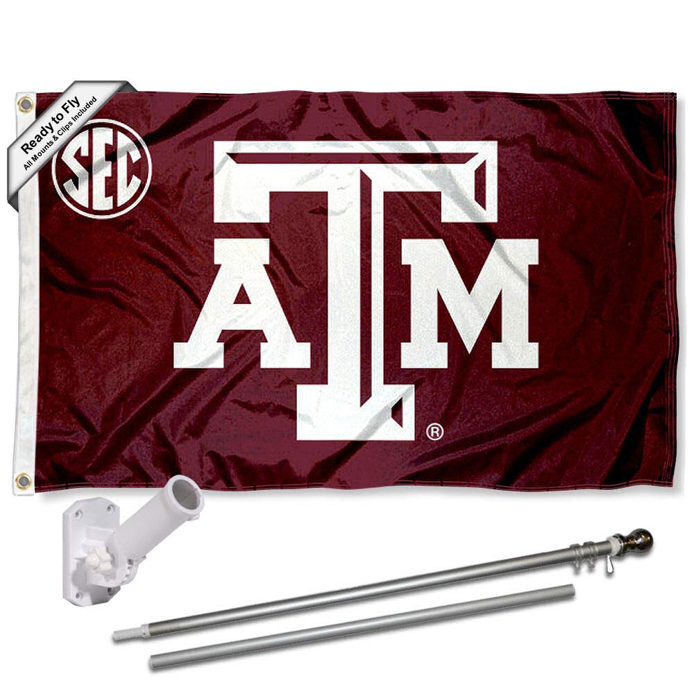 College Flags & Banners Co. Texas A&M Aggies SEC Flag with Pole and Bracket Kit - Sports Collectibles, Sports Memorabilia, Sports Fan Shop, Sports Gifts
