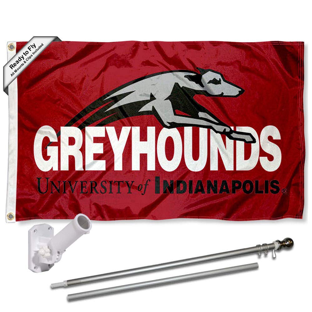 College Flags & Banners Co. University of Indianapolis Greyhounds Logo Flag and Pole Bracket Mount Bundle - Sports Collectibles, Sports Memorabilia, Sports Fan Shop, Sports Gifts