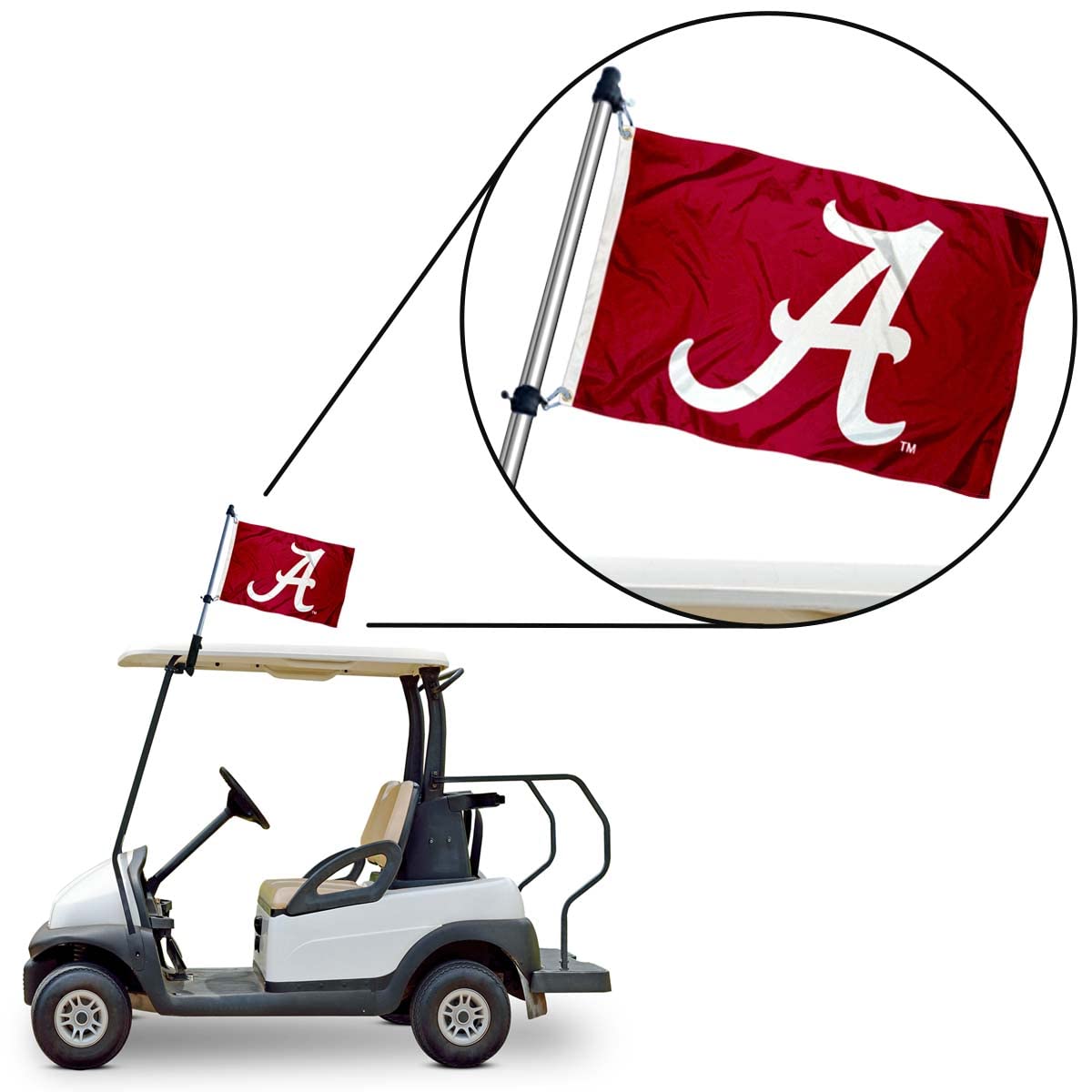 Alabama Crimson Tide Golf Cart Flag Pole and Holder Mounting Bracket - Sports Collectibles, Sports Memorabilia, Sports Fan Shop, Sports Gifts