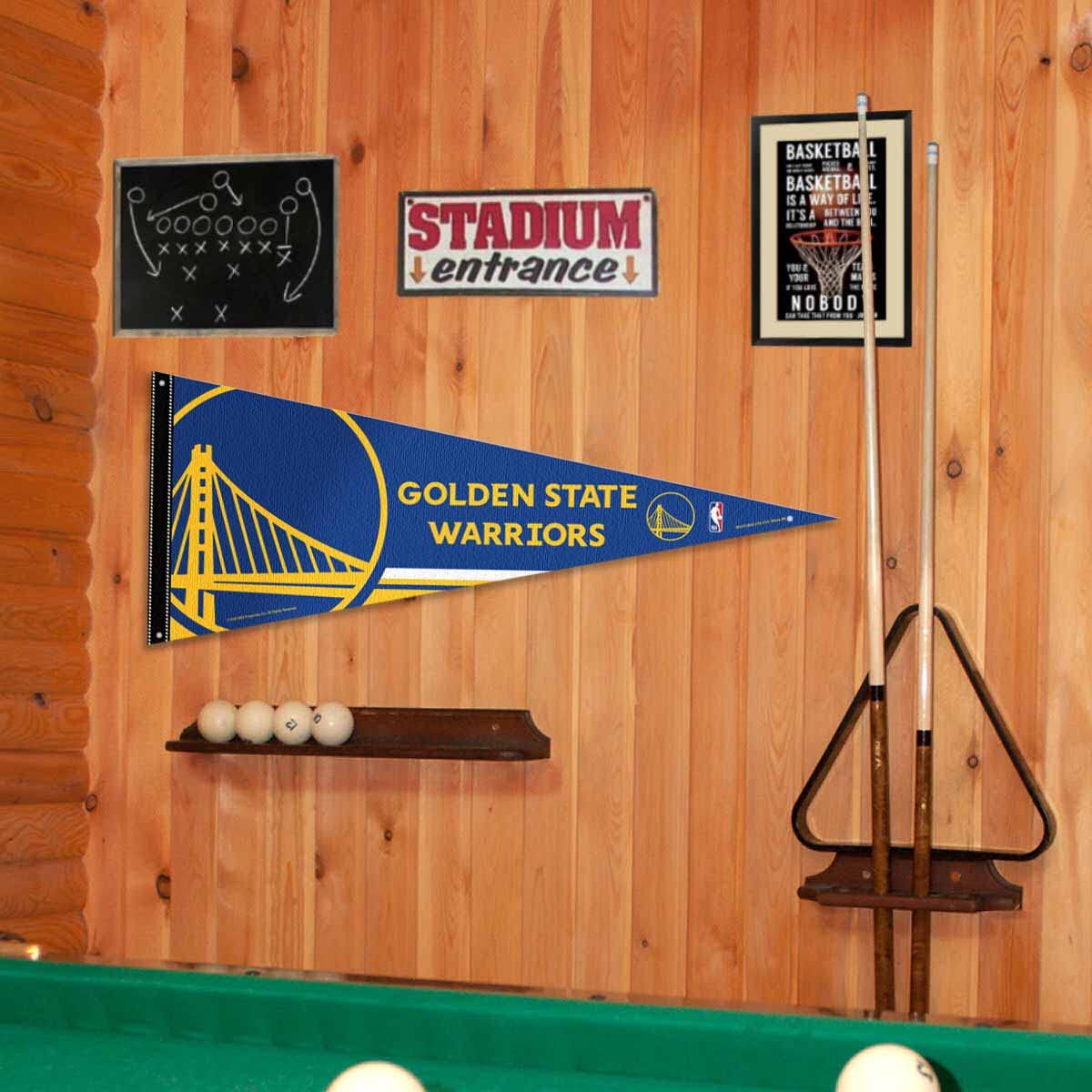 Golden State Warriors Pennant Flag and Wall Tack Pads Mounts - Sports Collectibles, Sports Memorabilia, Sports Fan Shop, Sports Gifts