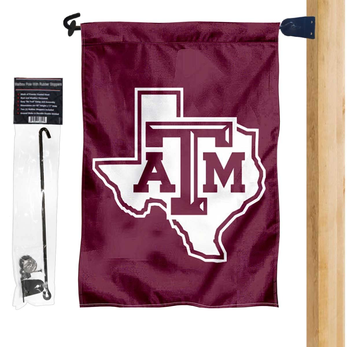 College Flags & Banners Co. Texas A&M Lone Star Logo Garden Flag and Mailbox Post Pole Mount Holder Set - Sports Collectibles, Sports Memorabilia, Sports Fan Shop, Sports Gifts