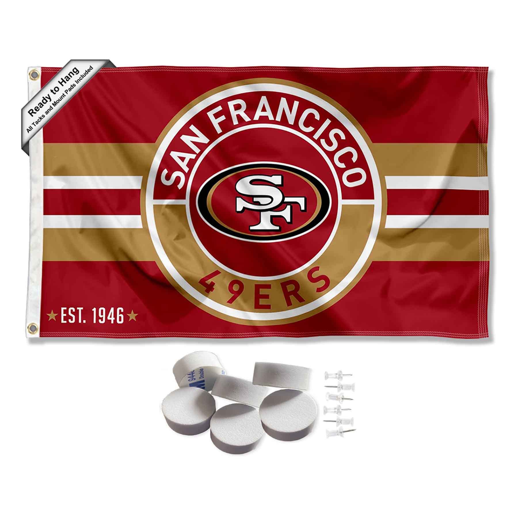 San Francisco 49ers Patch Button Banner and Tapestry Wall Tack Pads - Sports Collectibles, Sports Memorabilia, Sports Fan Shop, Sports Gifts
