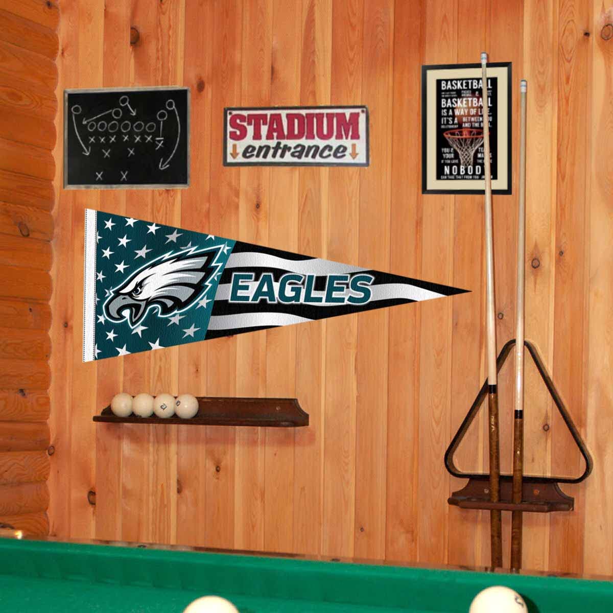 WinCraft Philadelphia Eagles Nation USA Americana Stars and Stripes Pennant Banner Flag - Sports Collectibles, Sports Memorabilia, Sports Fan Shop, Sports Gifts