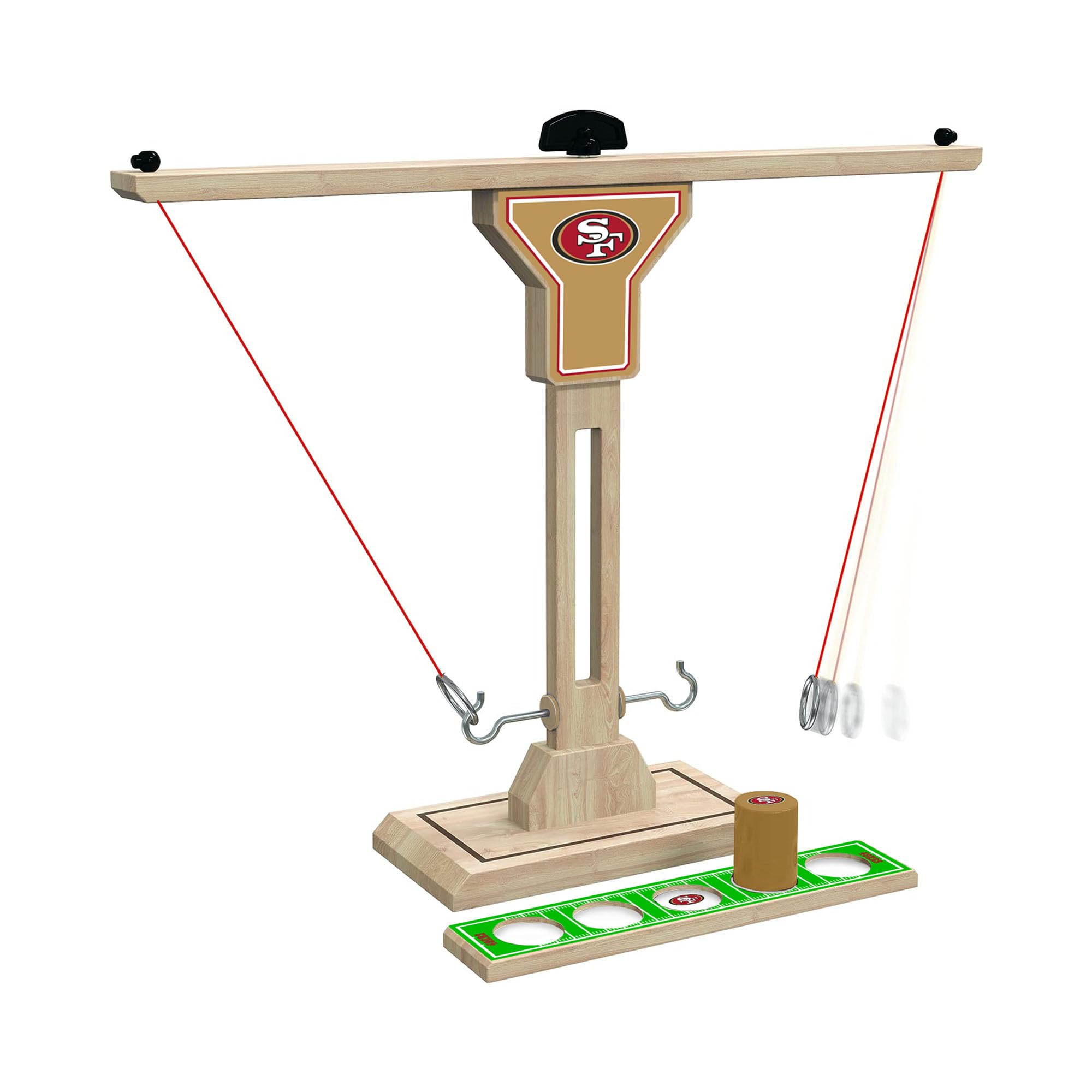 Wild Sports NFL San Francisco 49ers Wooden Ring Swing Battle - Head-to-Head Ring Toss Hook & Ring Game for NFL Fans - Sports Collectibles, Sports Memorabilia, Sports Fan Shop, Sports Gifts