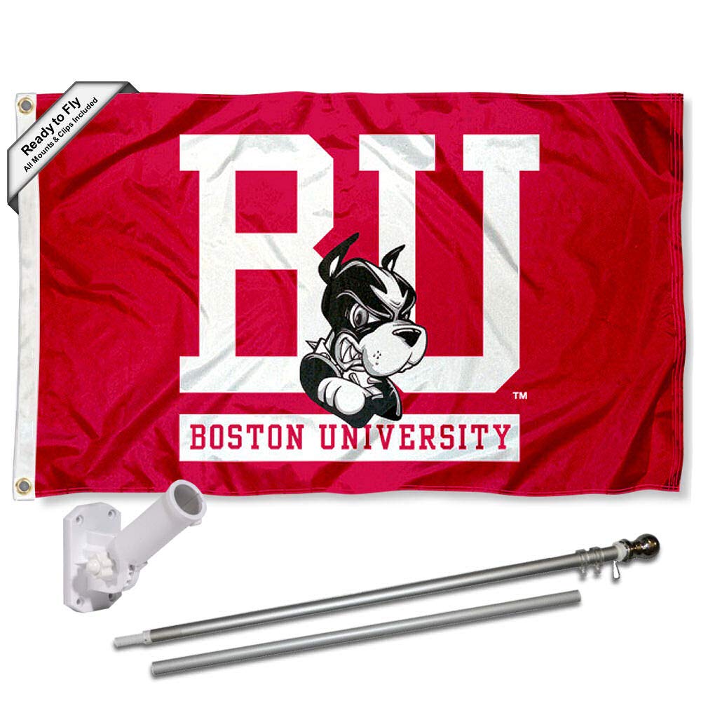 College Flags & Banners Co. Boston University BU Flag and Pole Bracket Mount Bundle - Sports Collectibles, Sports Memorabilia, Sports Fan Shop, Sports Gifts