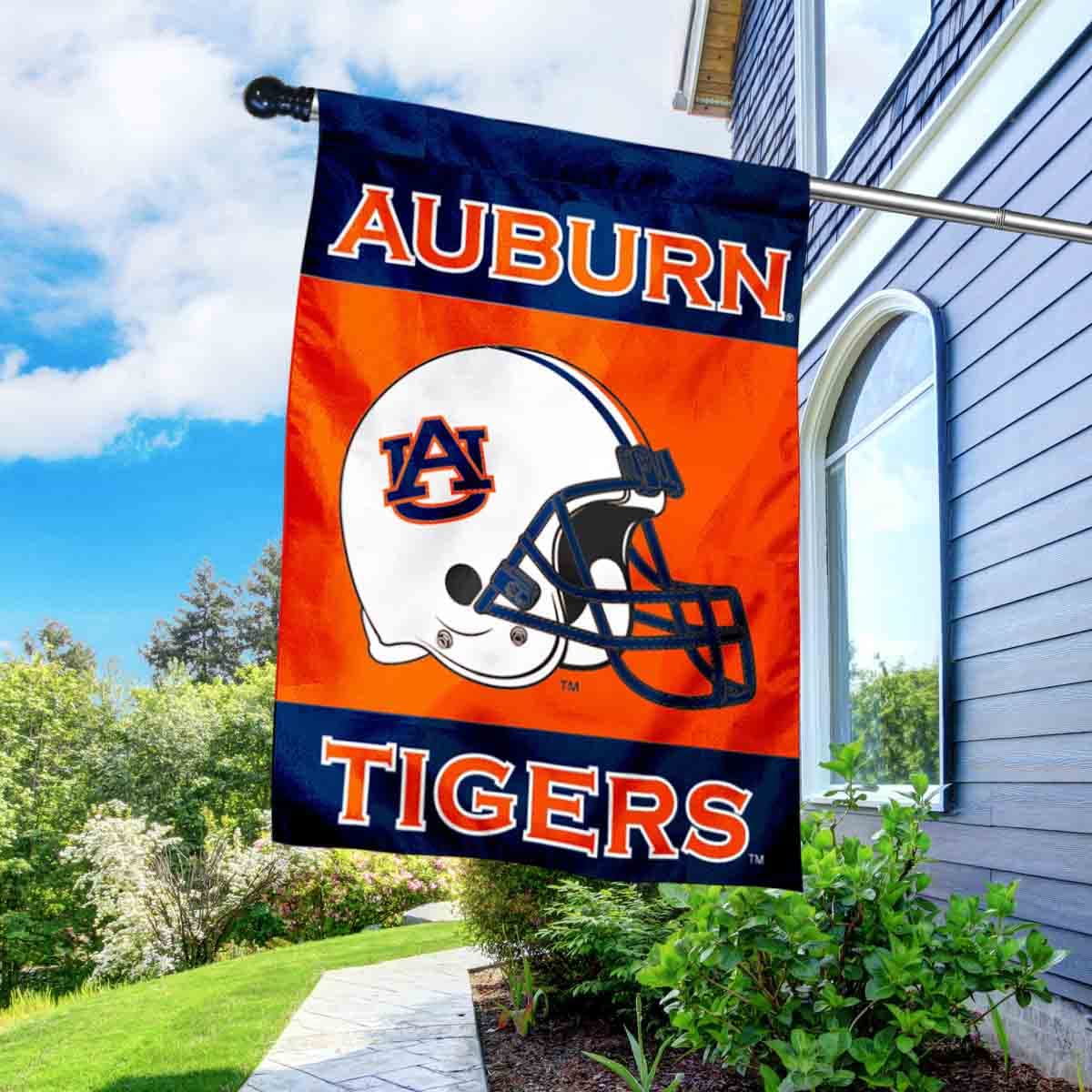 Auburn University Helmet House Flag with Flag Pole Set - Sports Collectibles, Sports Memorabilia, Sports Fan Shop, Sports Gifts