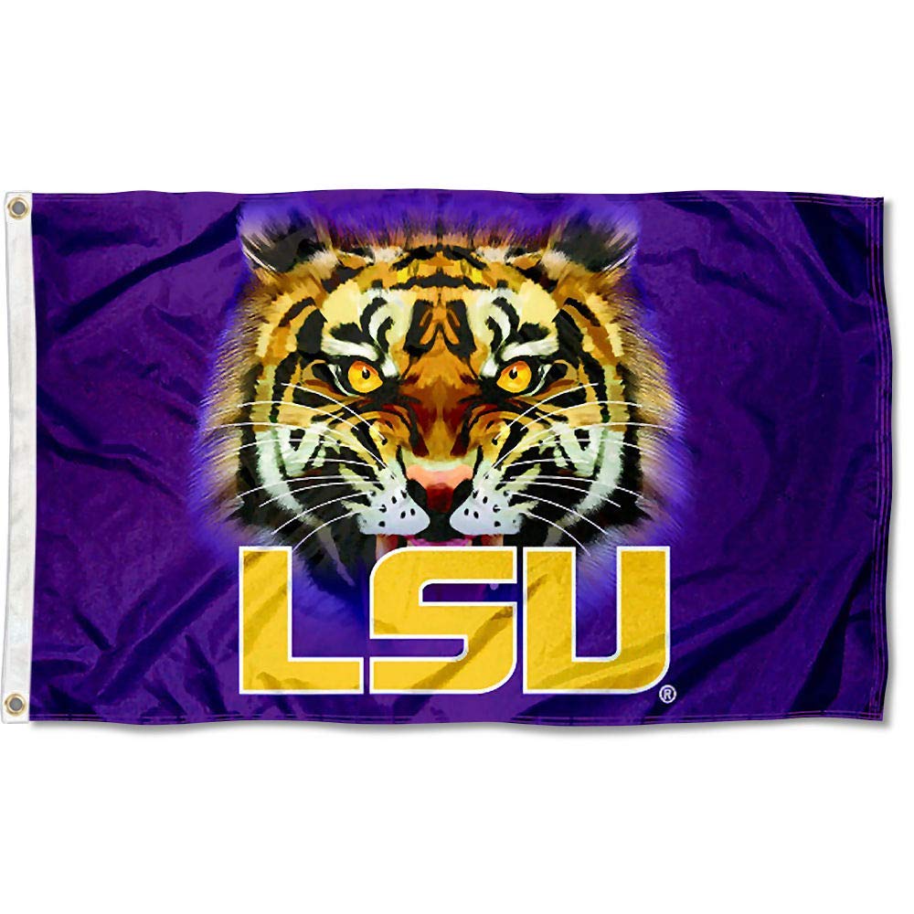 College Flags & Banners Co. LSU Tiger Eye Flag and USA 3x5 Flag Set - Sports Collectibles, Sports Memorabilia, Sports Fan Shop, Sports Gifts