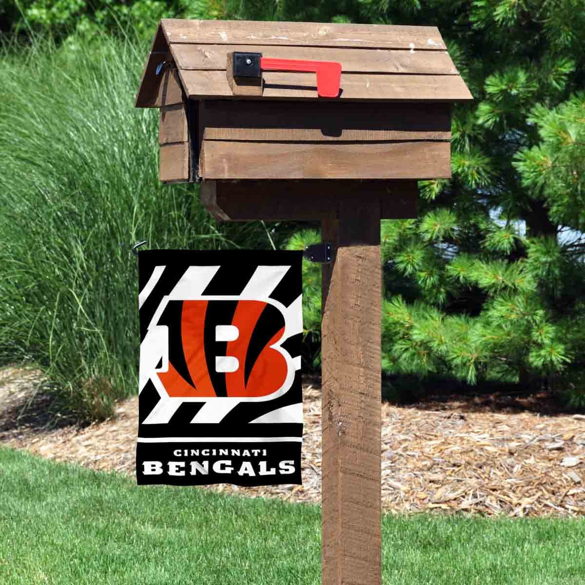 Cincinnati Bengals White Stripes Garden Flag Double Sided Banner - Sports Collectibles, Sports Memorabilia, Sports Fan Shop, Sports Gifts
