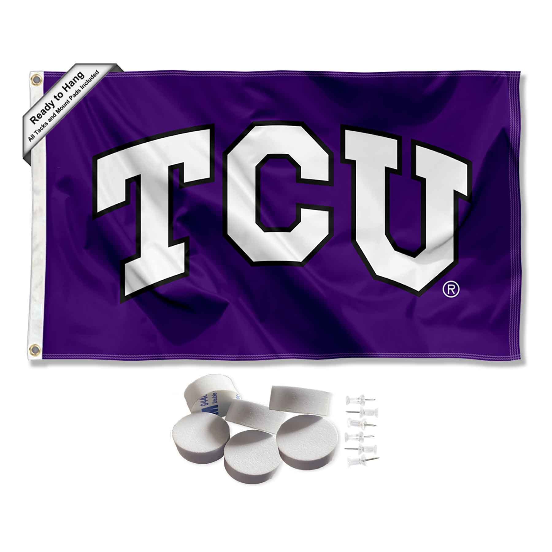 College Flags & Banners Co. Texas Christian Horned Frogs TCU Logo Banner and Tapestry Wall Tack Pads - Sports Collectibles, Sports Memorabilia, Sports Fan Shop, Sports Gifts