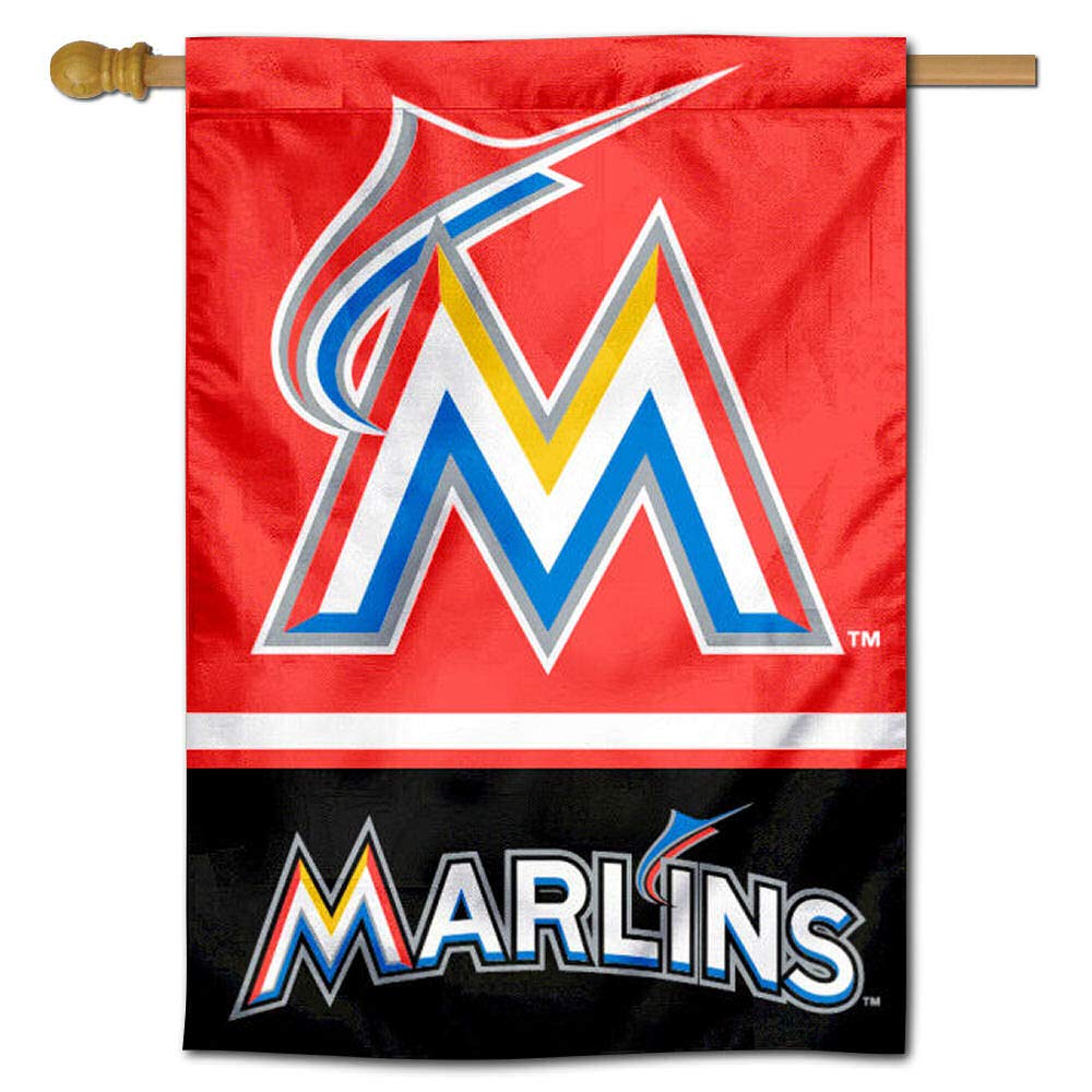 WinCraft Miami Marlins Double Sided House Flag - Sports Collectibles, Sports Memorabilia, Sports Fan Shop, Sports Gifts