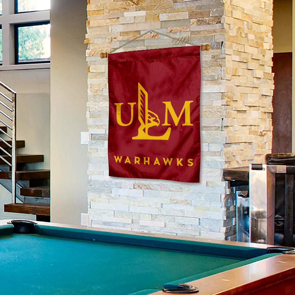 Louisiana Monroe Warhawks Double Sided House Flag and Wood Banner Pole Set - Sports Collectibles, Sports Memorabilia, Sports Fan Shop, Sports Gifts