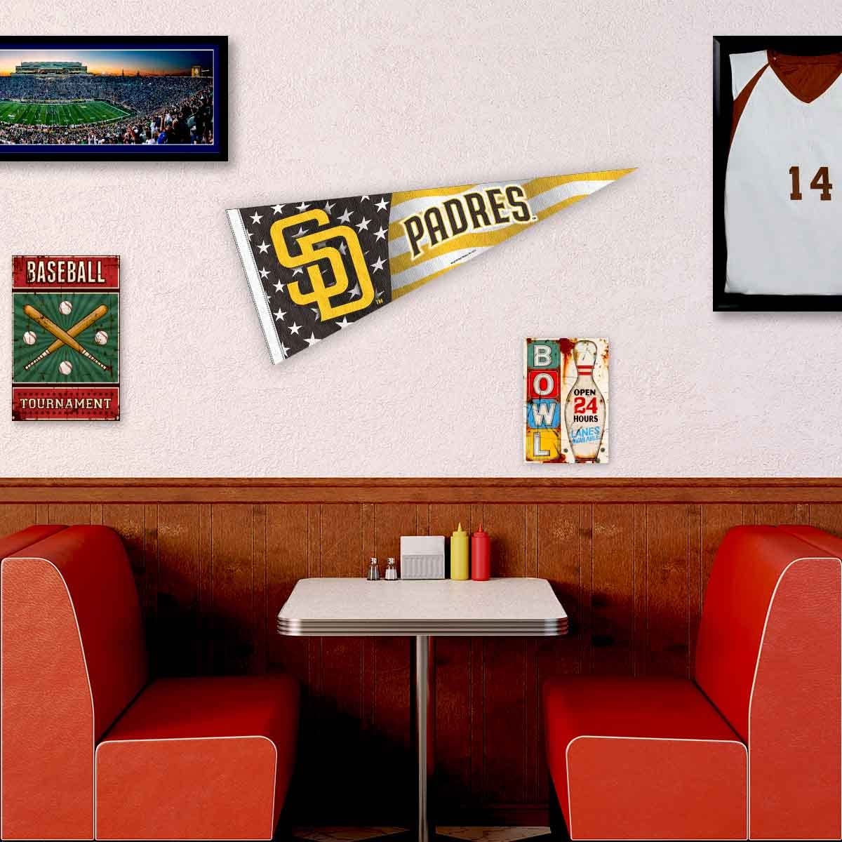 WinCraft Padres Nation USA Stars and Stripes Pennant Full Size Pennant Flag - Sports Collectibles, Sports Memorabilia, Sports Fan Shop, Sports Gifts