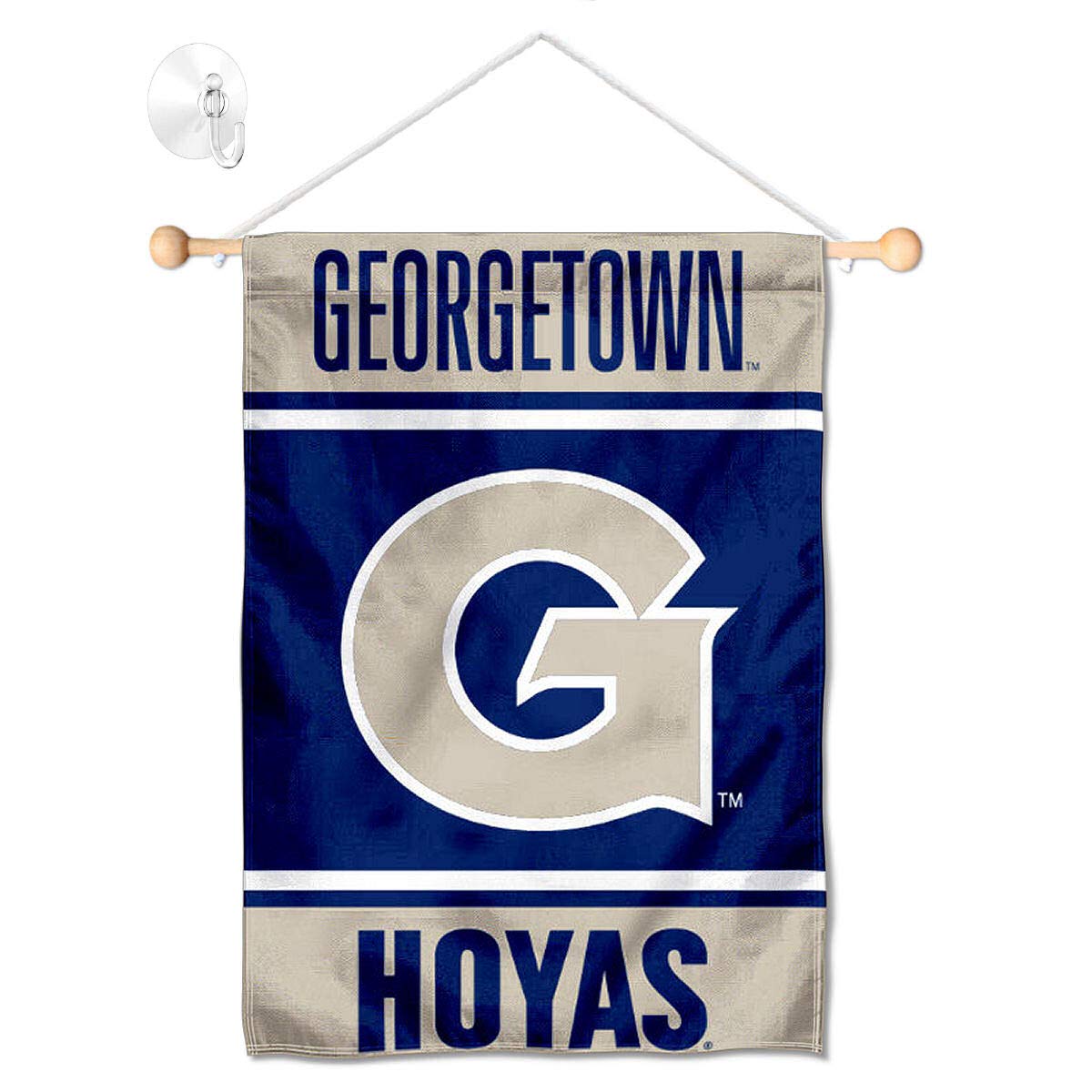 College Flags & Banners Co. Georgetown Hoyas Window Wall Banner Hanging Flag with Suction Cup - Sports Collectibles, Sports Memorabilia, Sports Fan Shop, Sports Gifts