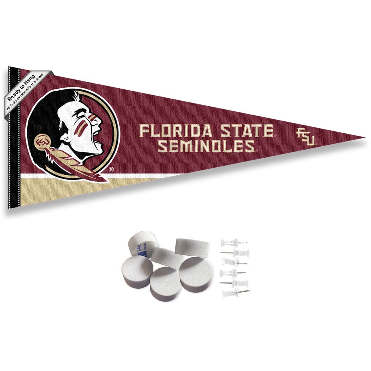 College Flags & Banners Co. Florida State FSU Noles Pennant Flag and Wall Tack Mount Pads - Sports Collectibles, Sports Memorabilia, Sports Fan Shop, Sports Gifts