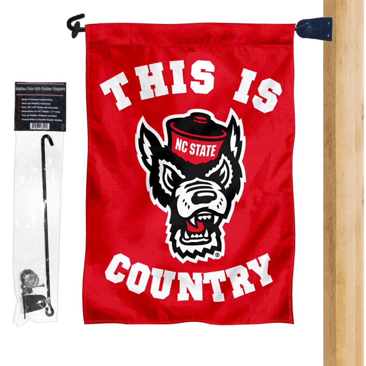 North Carolina State University Country Garden Flag and Mailbox Post Pole Mount Holder Set - Sports Collectibles, Sports Memorabilia, Sports Fan Shop, Sports Gifts