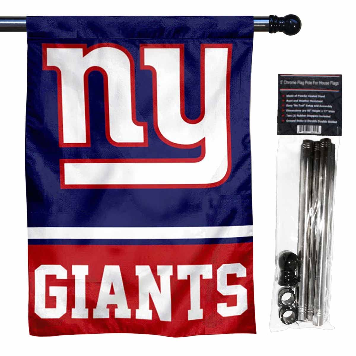 WinCraft Giants Banner House Flag and 5 Foot Flagpole Set - Sports Collectibles, Sports Memorabilia, Sports Fan Shop, Sports Gifts