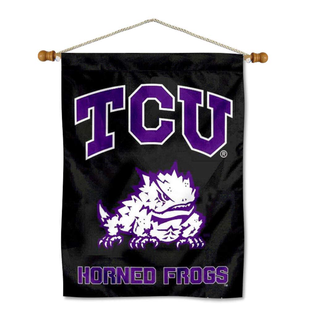 College Flags & Banners Co. Texas Christian TCU Black Banner Flag and Wood Banner Pole Set - Sports Collectibles, Sports Memorabilia, Sports Fan Shop, Sports Gifts