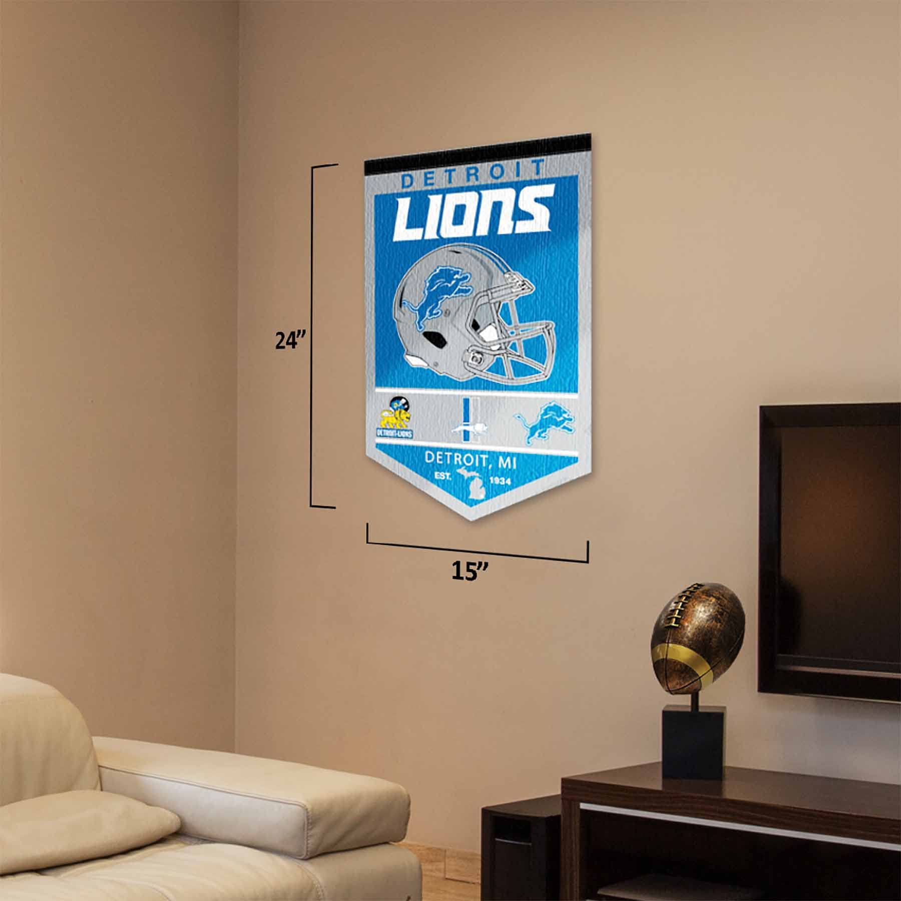 WinCraft Detroit Lions Heritage History Banner Pennant - Sports Collectibles, Sports Memorabilia, Sports Fan Shop, Sports Gifts