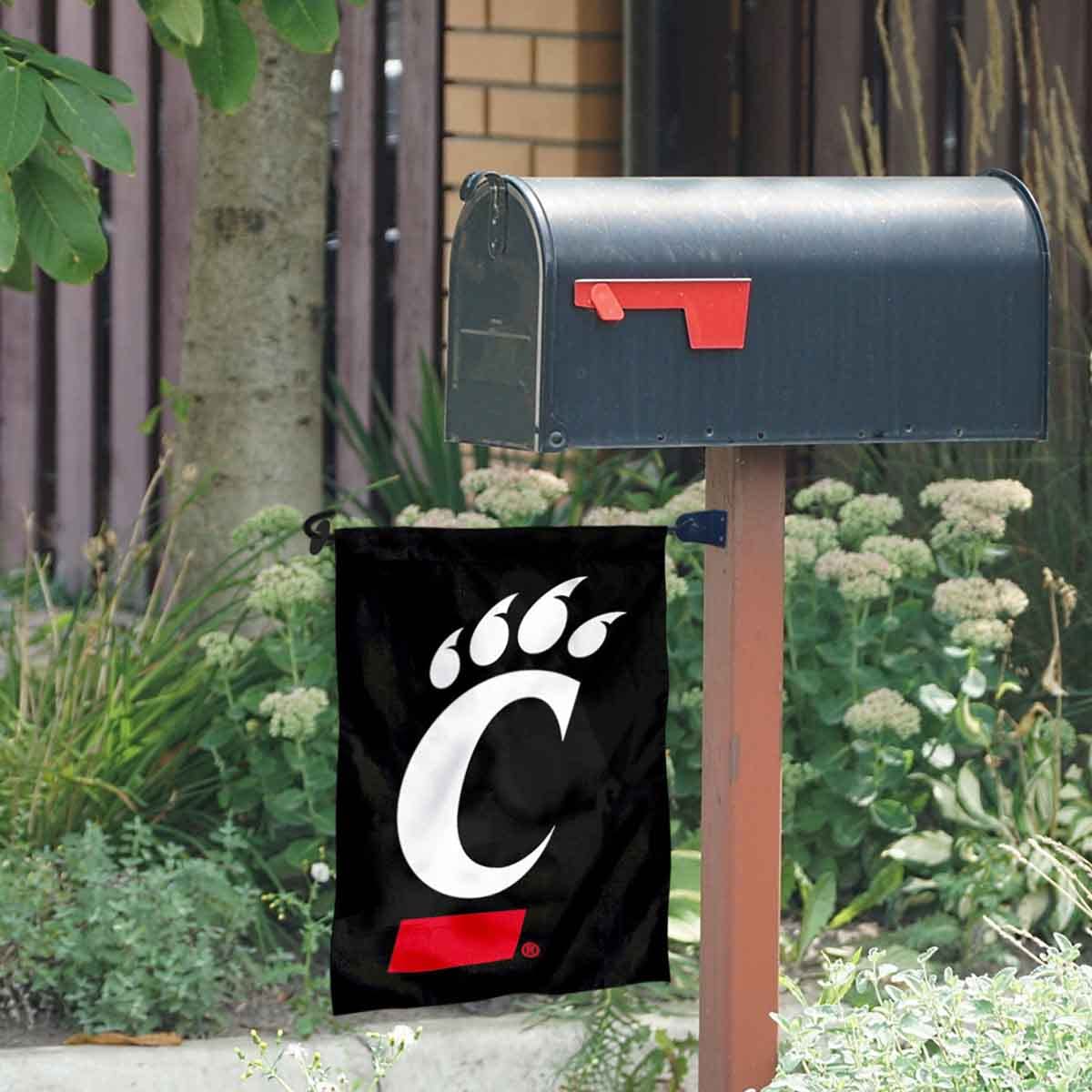 College Flags & Banners Co. University of Cincinnati Garden Flag and Mailbox Post Pole Mount Holder Set - Sports Collectibles, Sports Memorabilia, Sports Fan Shop, Sports Gifts