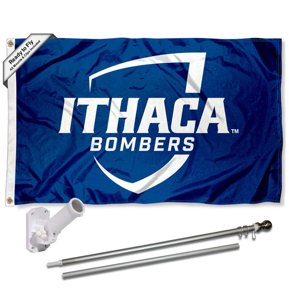 College Flags & Banners Co. Ithaca Bombers Flag and Pole Bracket Mount Bundle - Sports Collectibles, Sports Memorabilia, Sports Fan Shop, Sports Gifts