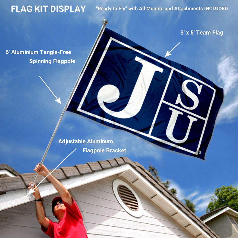 College Flags & Banners Co. Jackson State Tigers Flag with Pole and Bracket Holder University Set - Sports Collectibles, Sports Memorabilia, Sports Fan Shop, Sports Gifts