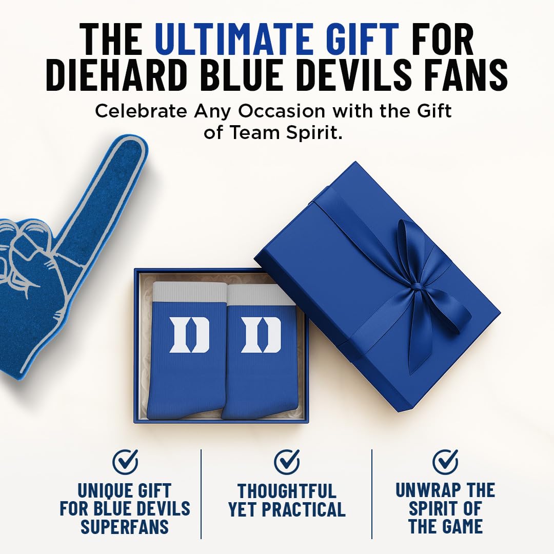 For Bare Feet NCAA DUKE BLUE DEVILS MVP Crew Sock Team Color Large - Sports Gifts, Sports Memorabilia, Sports Collectibles, Fan Shop