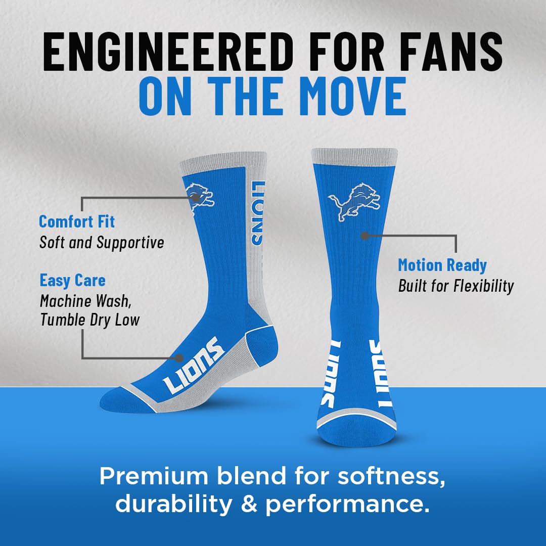 For Bare Feet NFL DETROIT LIONS MVP Crew Sock Team Color Large - Sports Gifts, Sports Memorabilia, Sports Collectibles, Fan Shop