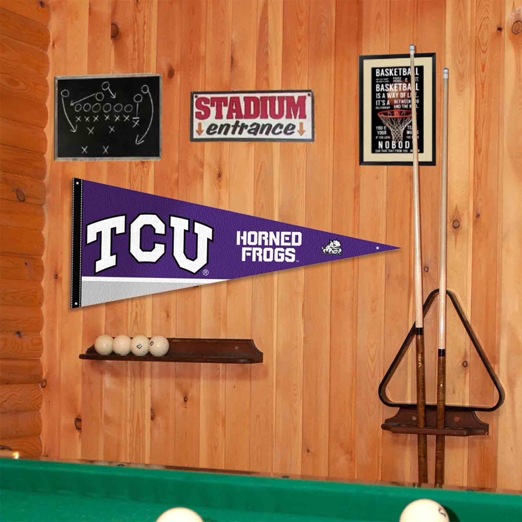 College Flags & Banners Co. Texas Christian Horned Frogs Pennant Flag and Wall Tack Mount Pads - Sports Collectibles, Sports Memorabilia, Sports Fan Shop, Sports Gifts