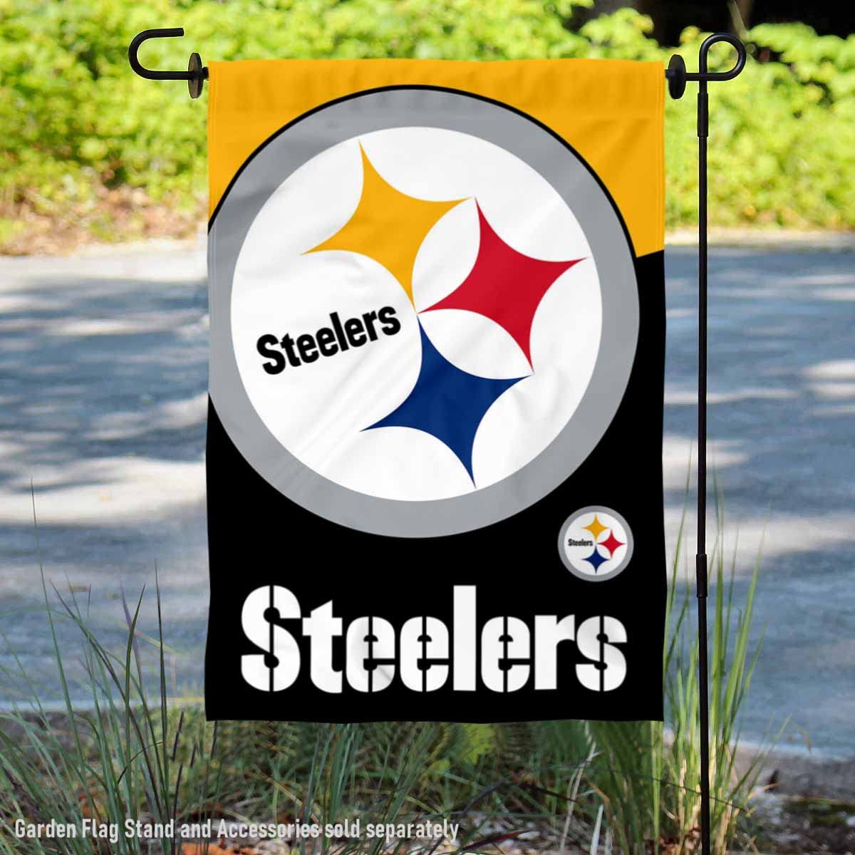 WinCraft Pittsburgh Steelers Large Logo Double Sided Garden Banner Flag - Sports Collectibles, Sports Memorabilia, Sports Fan Shop, Sports Gifts