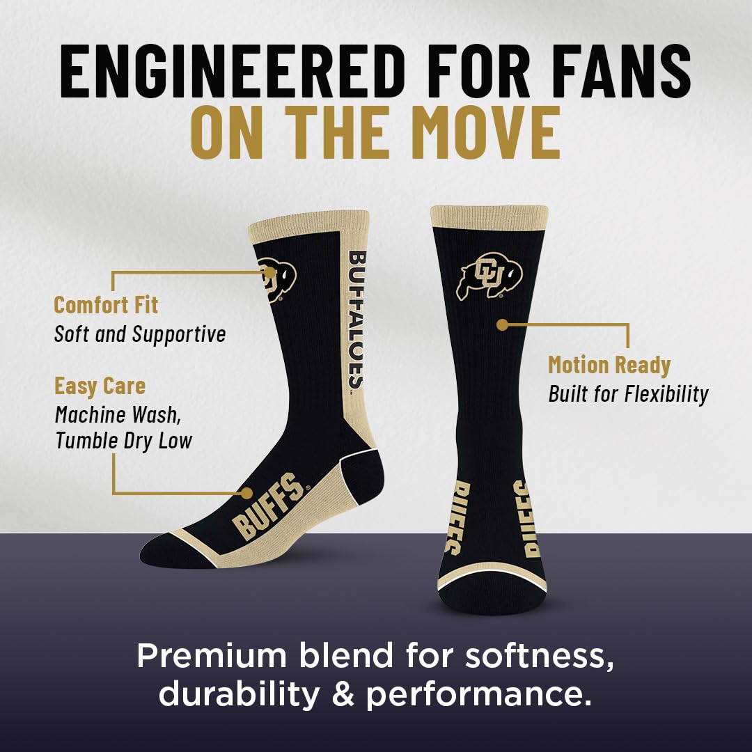 For Bare Feet NCAA COLORADO BUFFALOES MVP Crew Sock Team Color Large - Sports Gifts, Sports Memorabilia, Sports Collectibles, Fan Shop
