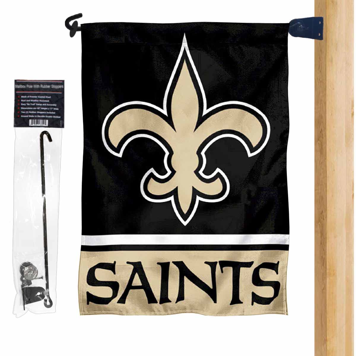 WinCraft Saints Garden Flag and Mailbox Post Pole Holder Mount - Sports Collectibles, Sports Memorabilia, Sports Fan Shop, Sports Gifts
