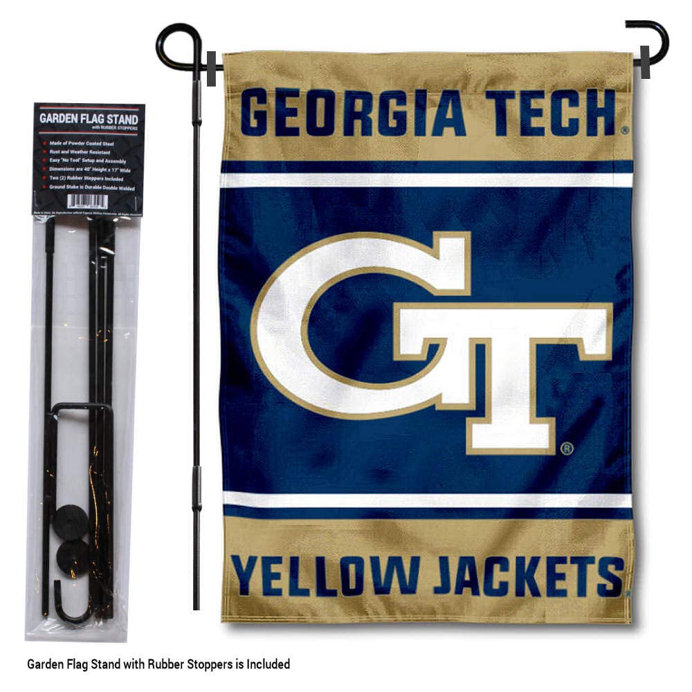 College Flags & Banners Co. Georgia Tech Yellow Jackets Garden Flag with Stand Holder - Sports Collectibles, Sports Memorabilia, Sports Fan Shop, Sports Gifts