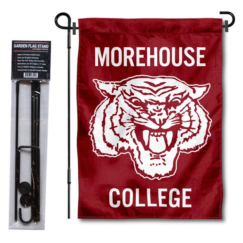 College Flags & Banners Co. Morehouse Maroon Tigers Garden Flag and Stand Pole Holder Set - Sports Collectibles, Sports Memorabilia, Sports Fan Shop, Sports Gifts