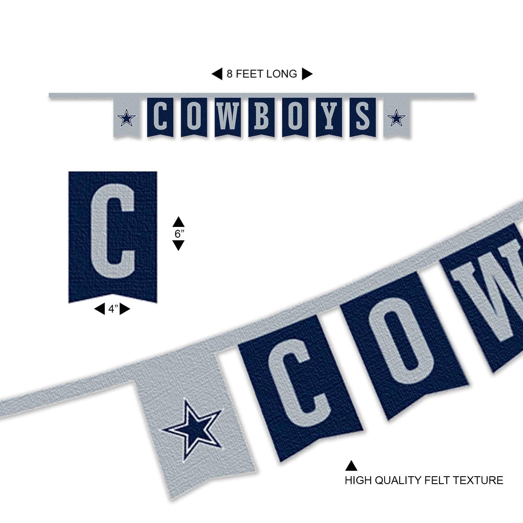 WinCraft Dallas Cowboys Banner String Pennant Flags - Sports Collectibles, Sports Memorabilia, Sports Fan Shop, Sports Gifts