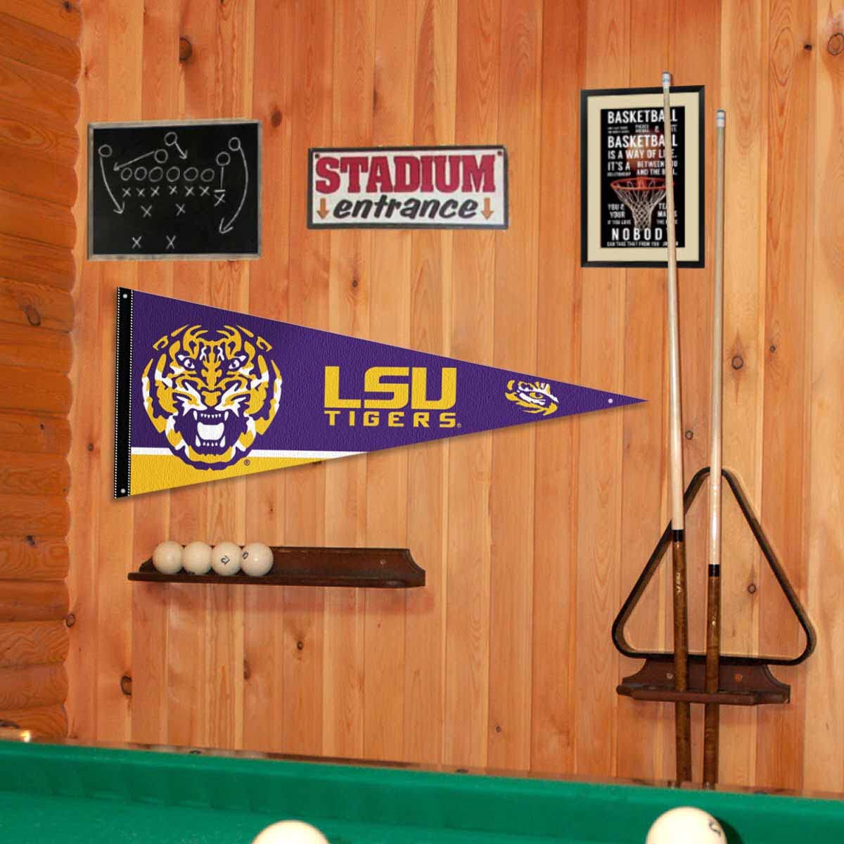 College Flags & Banners Co. Louisiana State LSU Tigers Pennant Flag and Wall Tack Mount Pads - Sports Collectibles, Sports Memorabilia, Sports Fan Shop, Sports Gifts