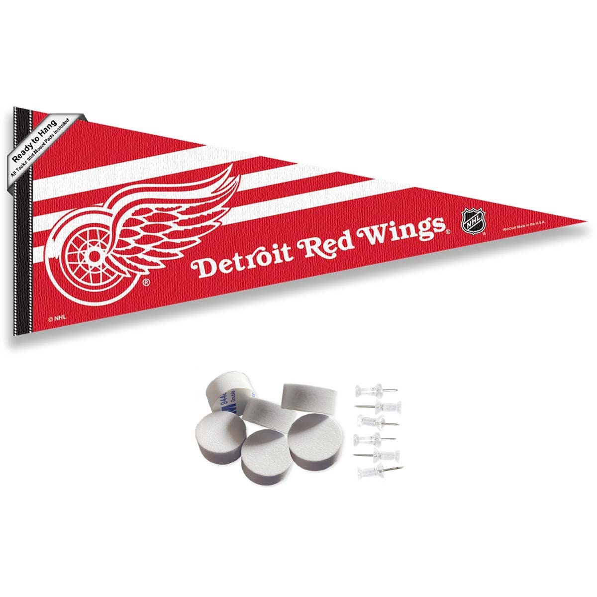 Detroit Red Wings Pennant Flag and Wall Tack Pads Mounts - Sports Collectibles, Sports Memorabilia, Sports Fan Shop, Sports Gifts