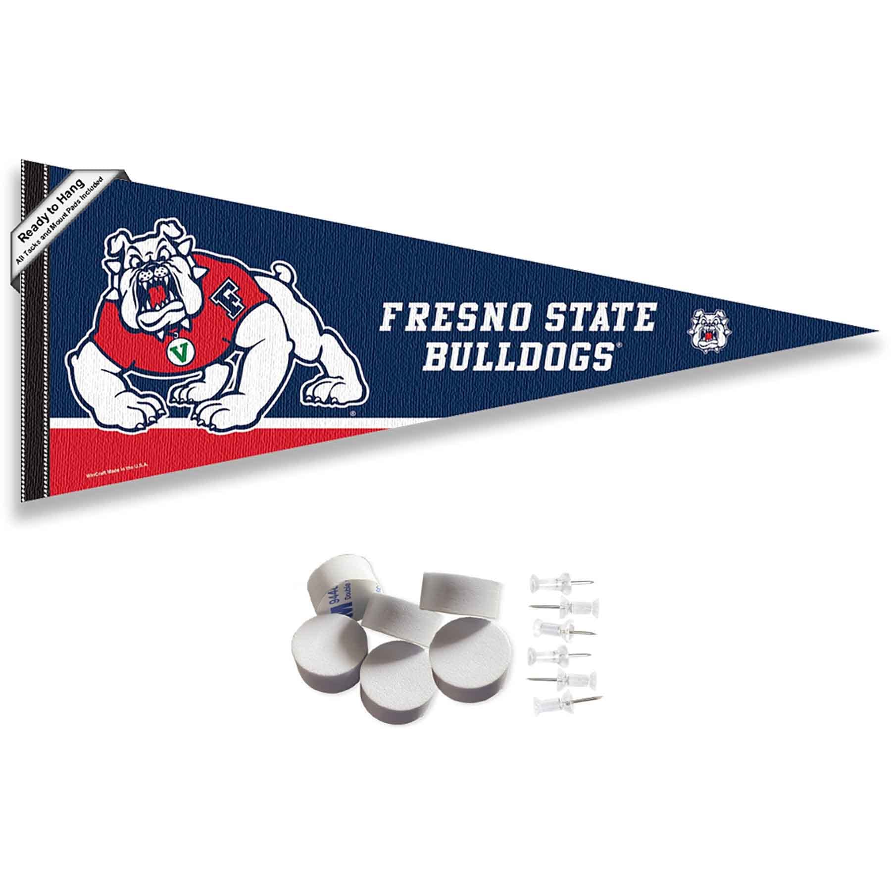 College Flags & Banners Co. Fresno State Bulldogs Pennant Flag and Wall Tack Mount Pads - Sports Collectibles, Sports Memorabilia, Sports Fan Shop, Sports Gifts